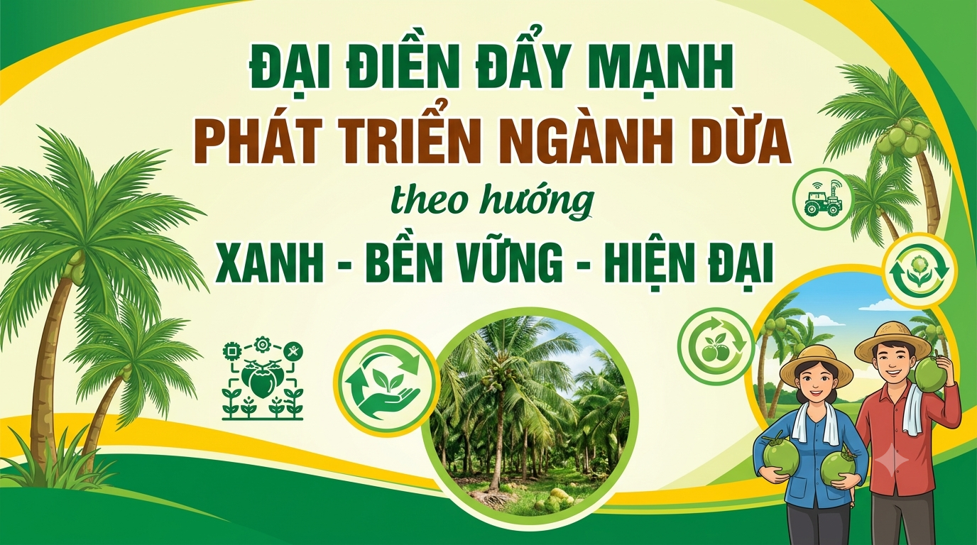 Đại Điền đẩy mạnh phát triển ngành dừa theo hướng xanh, bền vững và hiện đại